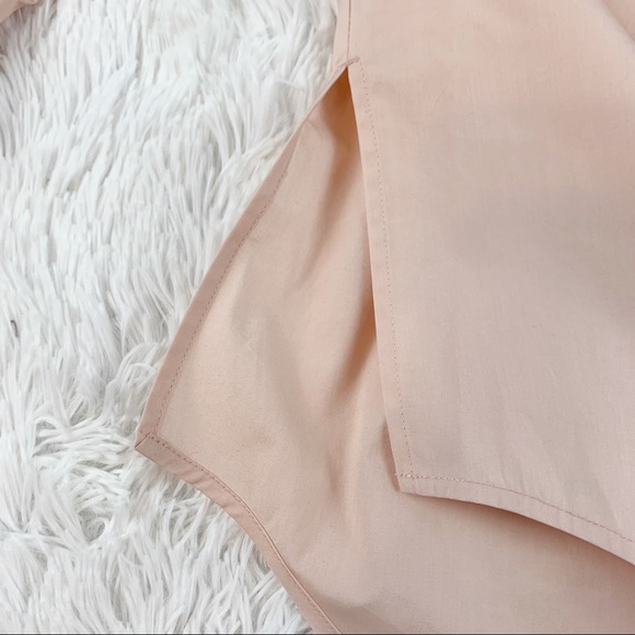 Grey Jason Wu long sleeve ruffle button up shirt collarless peach - Picture 7 of 10